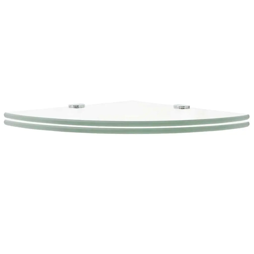 Corner Shelves Floating Glass Wall Shelf 35 x 35 cm Chrome Supports 2pcs