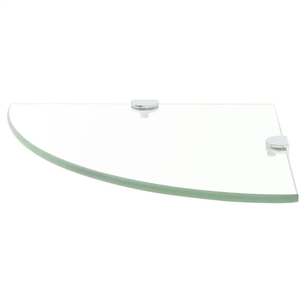 Corner Shelves Floating Glass Wall Shelf 35 x 35 cm Chrome Supports 2pcs
