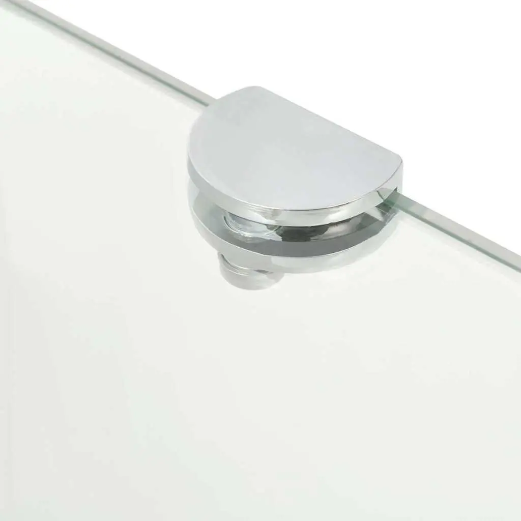 Corner Shelves Floating Glass Wall Shelf 35 x 35 cm Chrome Supports 2pcs