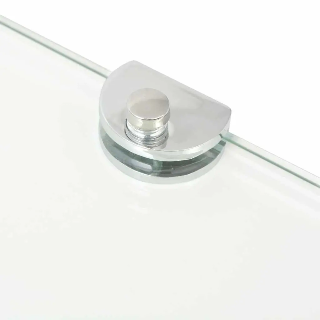 Corner Shelves Floating Glass Wall Shelf 35 x 35 cm Chrome Supports 2pcs