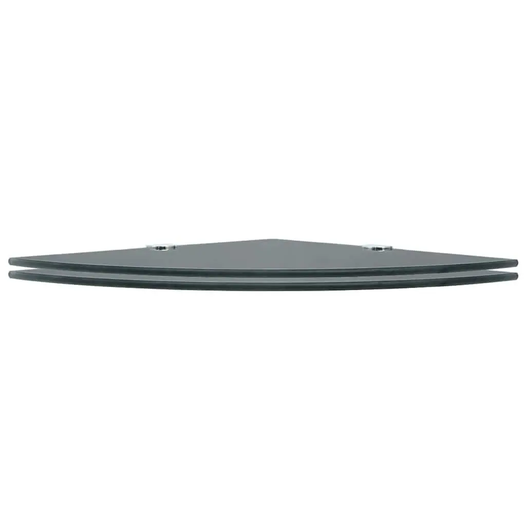 Corner Shelves 2 pcs Glass Wall Shelf Chrome Supports 25x25 cm Black Floating