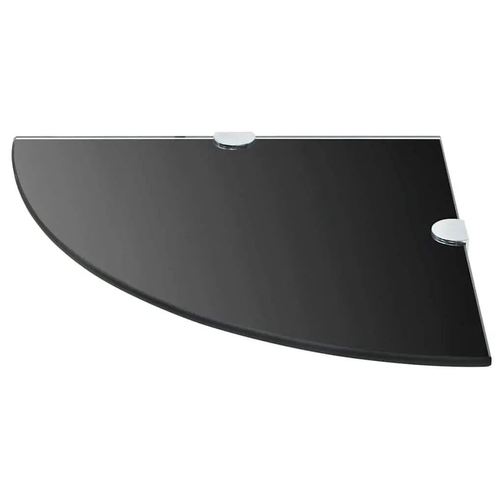Corner Shelves 2 pcs Glass Wall Shelf Chrome Supports 25x25 cm Black Floating
