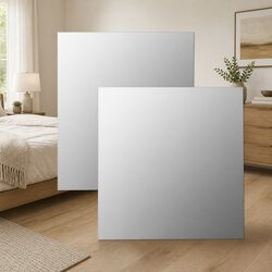 Wall Mirror Square 50x50cm Glass Silver Decor Living Room Bedroom Dressing Set 2
