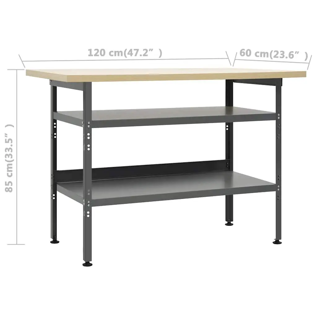 Workbench with 3 Wall Panels Grey Heavy Duty Tool Storage