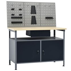 Your Go-To Black Steel Workbench with Wall Panels
