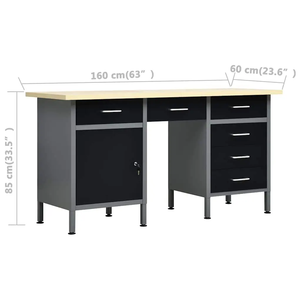 Workbench with Four Wall Panels and Two Storage Cabinets 160 cm