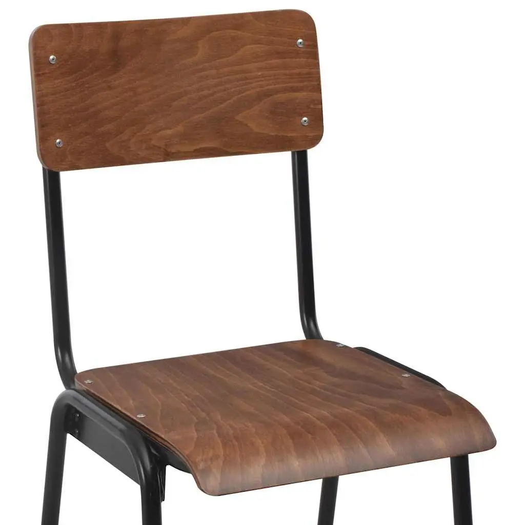 Bar Stools Stackable Black Plywood Seat 4 Piece