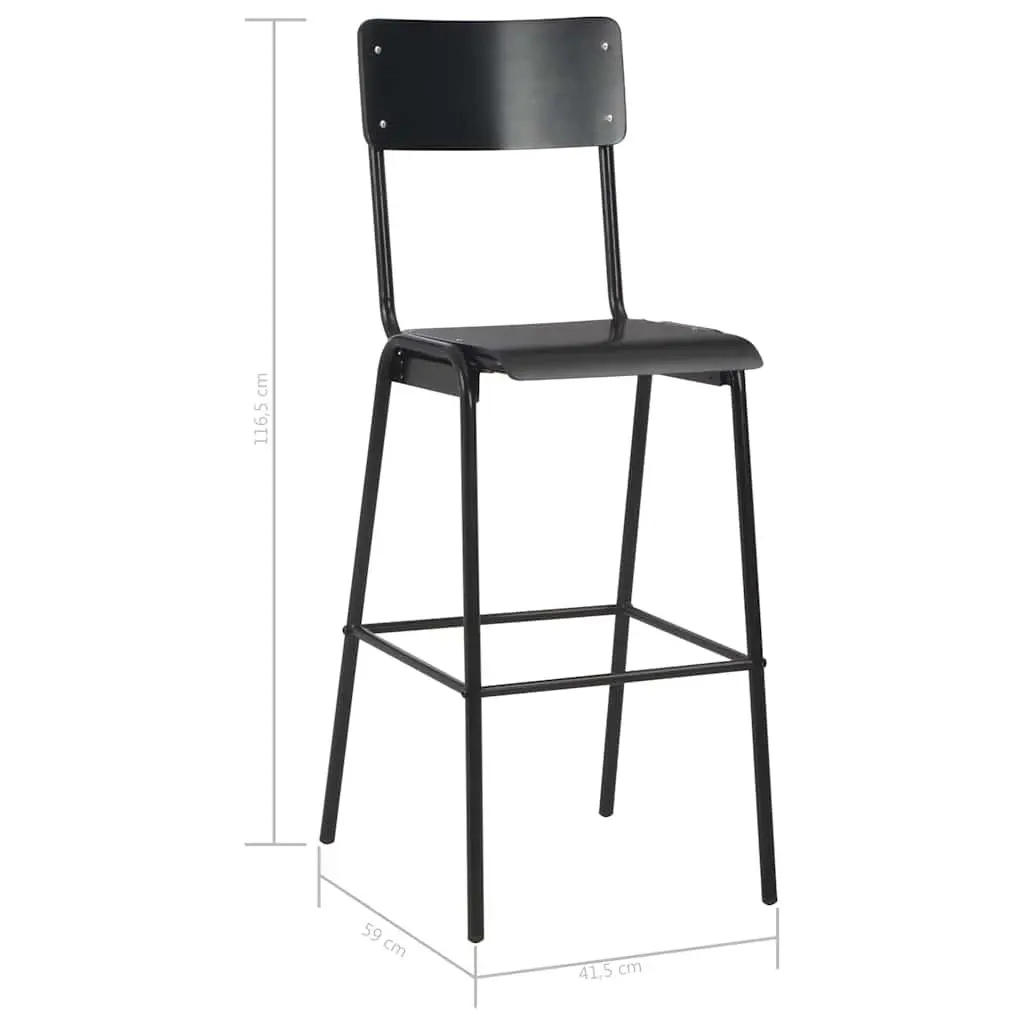 Bar Stools Set 6 Pieces Black Stackable Kitchen Counter Height