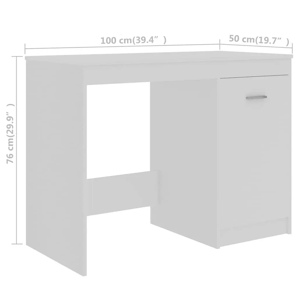 White Office Desk with Storage Drawers Door Engineered Wood Study Writing Table