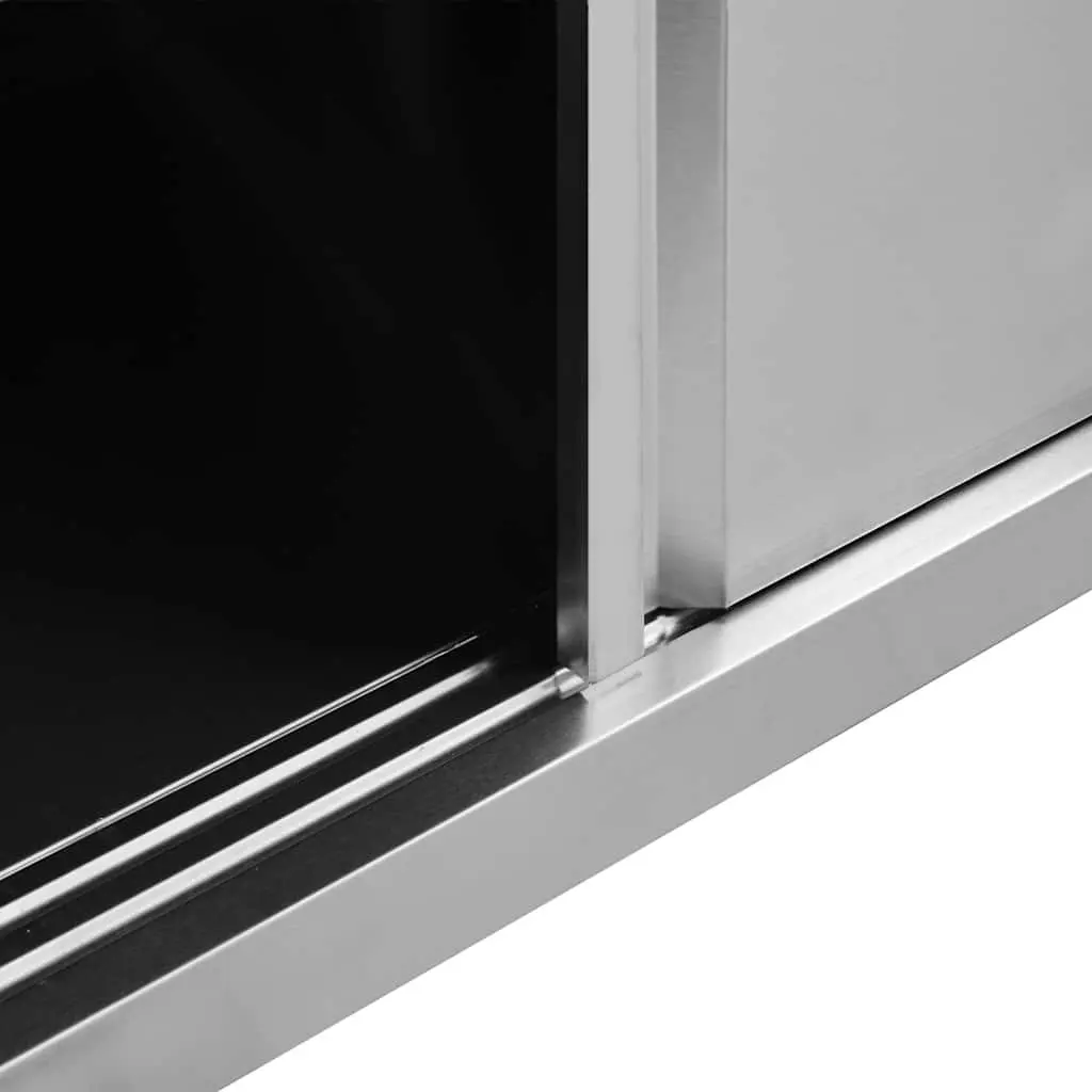 Stainless Steel Work Table with Sliding Door Storage 240 x 50 x 95-97 cm 2 Piece