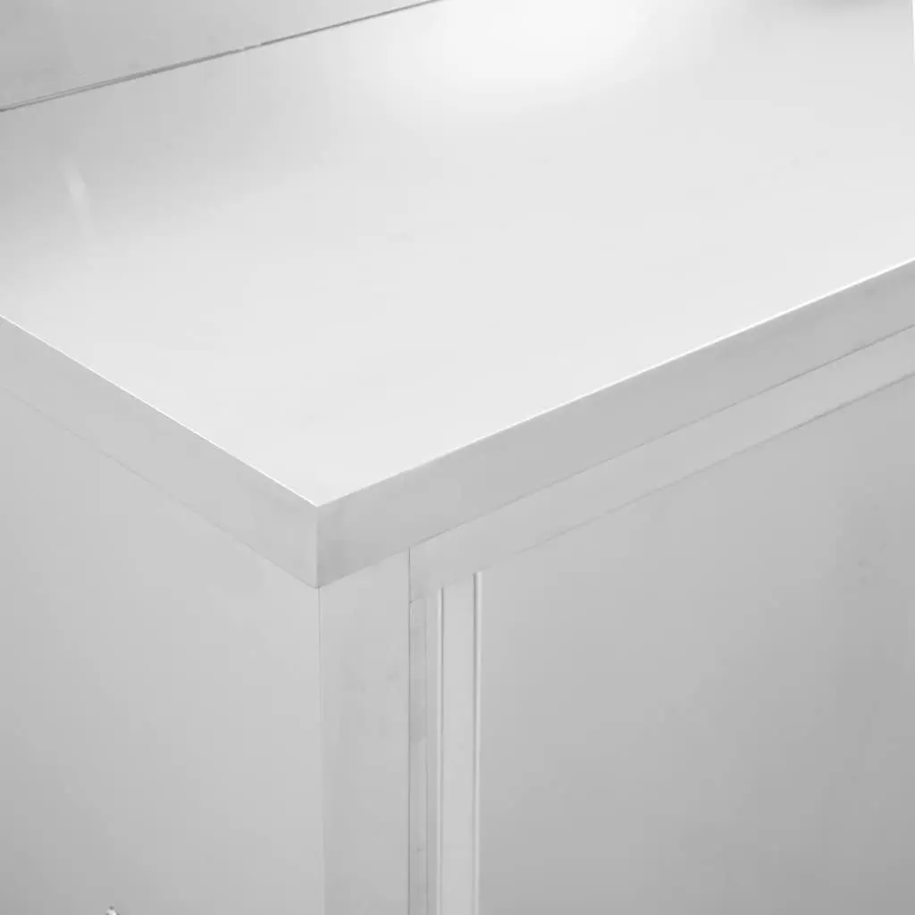 Stainless Steel Work Table with Sliding Door Storage 240 x 50 x 95-97 cm 2 Piece