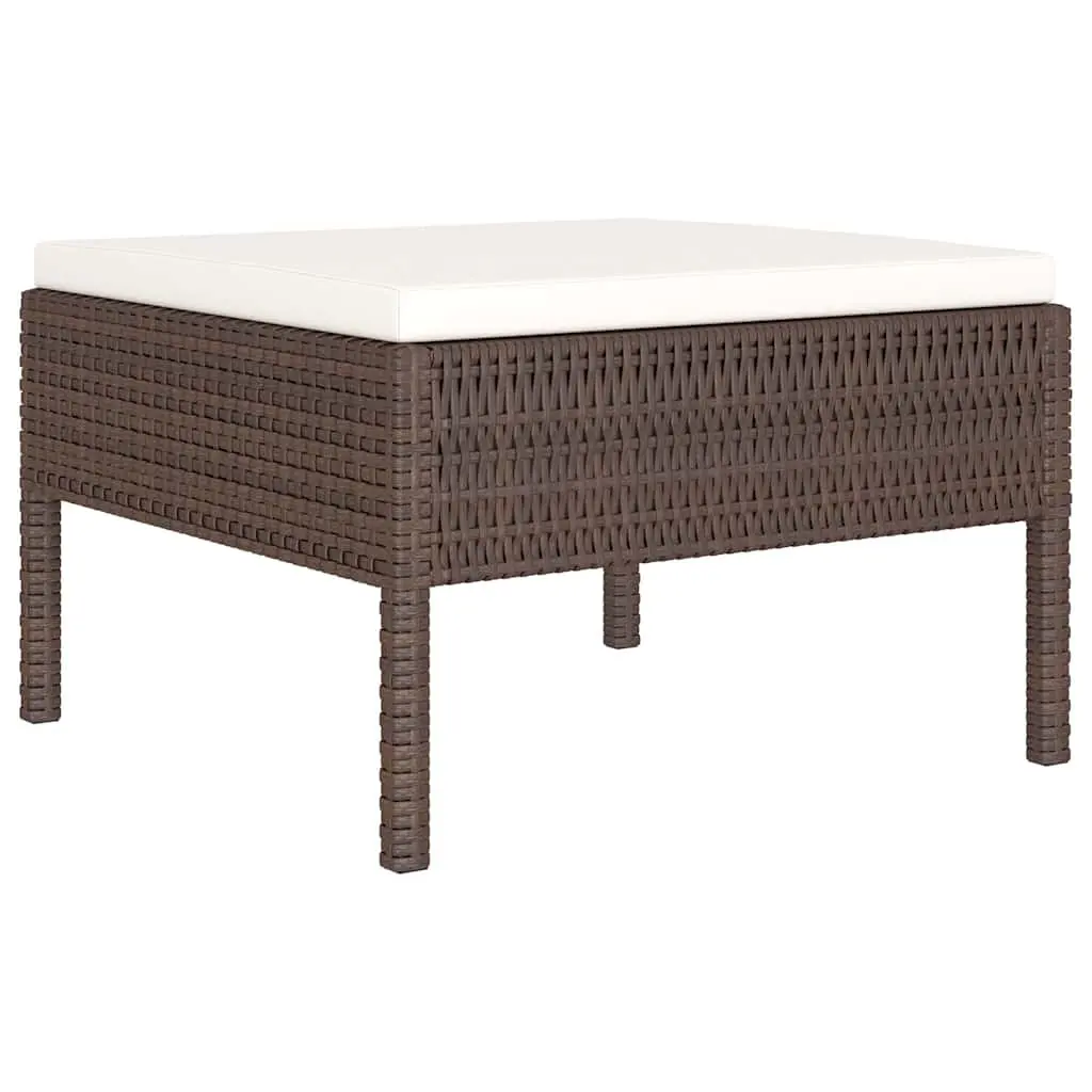 Garden Lounge Set 6 Piece Outdoor Furniture Poly Rattan Brown Cushioned