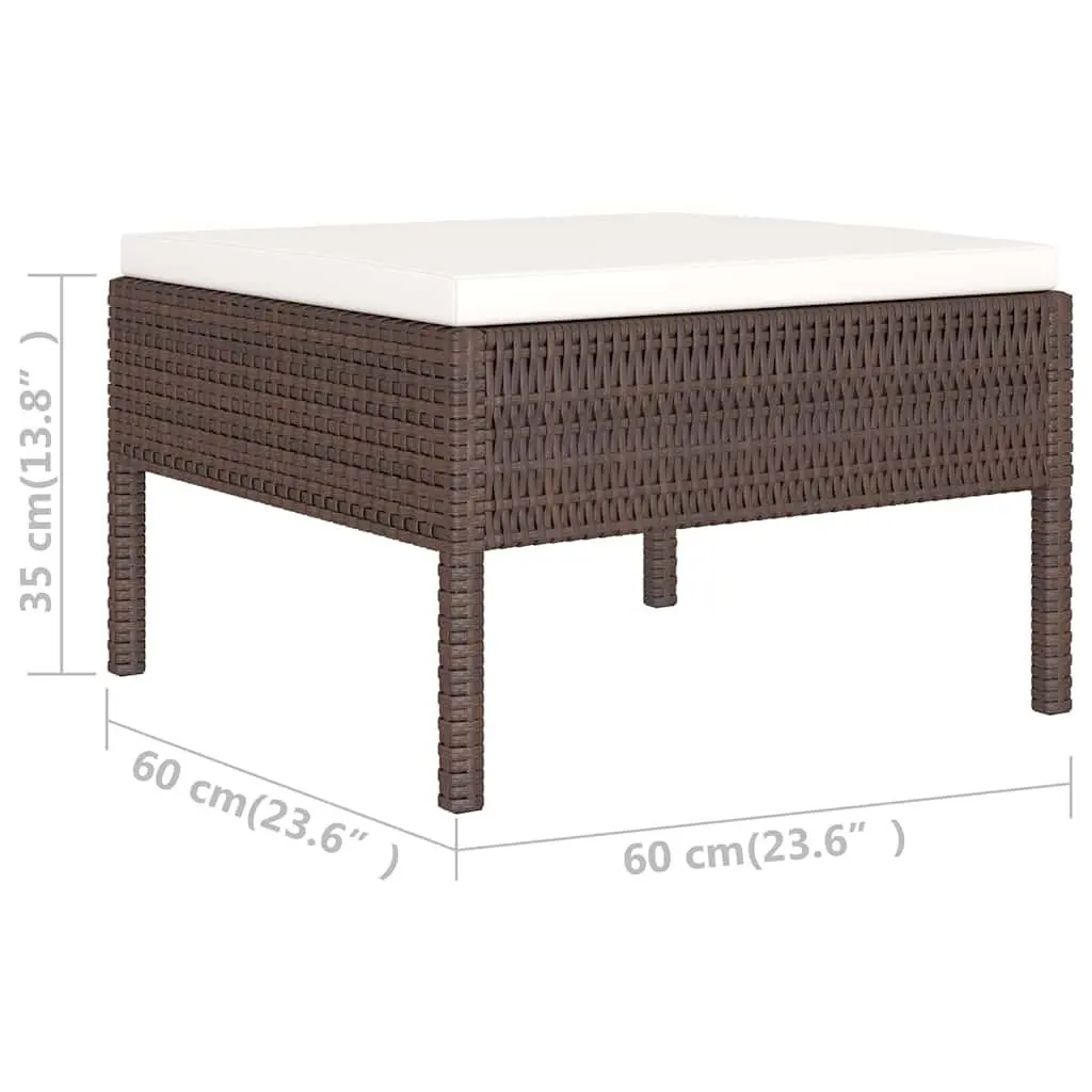Garden Lounge Set 6 Piece Outdoor Furniture Poly Rattan Brown Cushioned