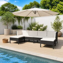 6-Piece Modular Outdoor Lounge Set with Deep Cushions