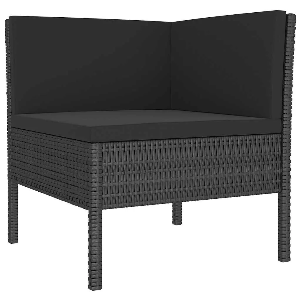 Garden Lounge Set 6 Piece Outdoor Furniture Poly Rattan Black Cushions Patio