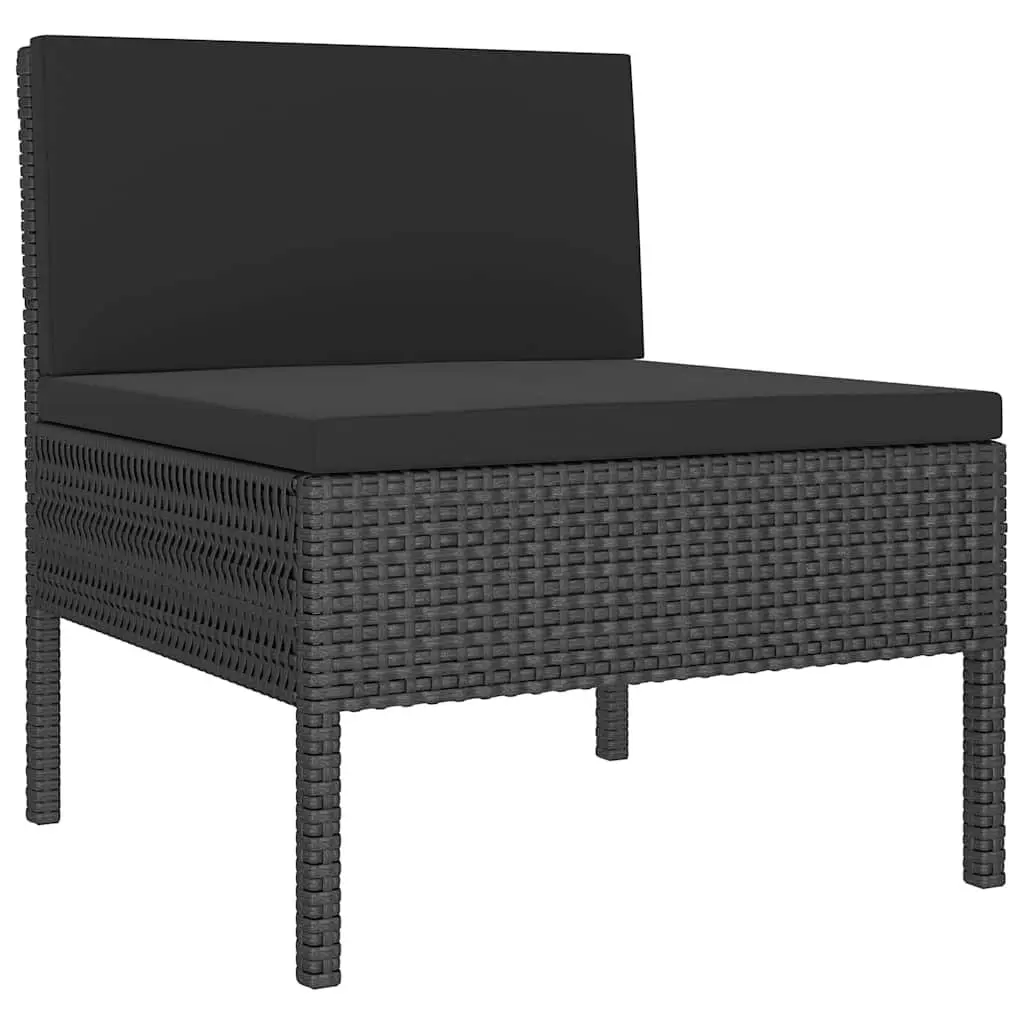 Garden Lounge Set 6 Piece Outdoor Furniture Poly Rattan Black Cushions Patio