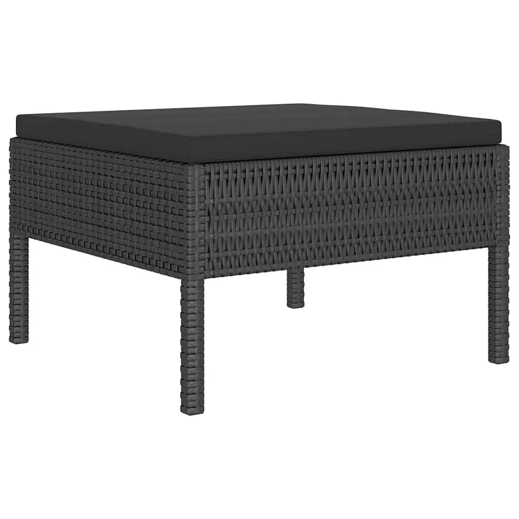 Garden Lounge Set 6 Piece Outdoor Furniture Poly Rattan Black Cushions Patio