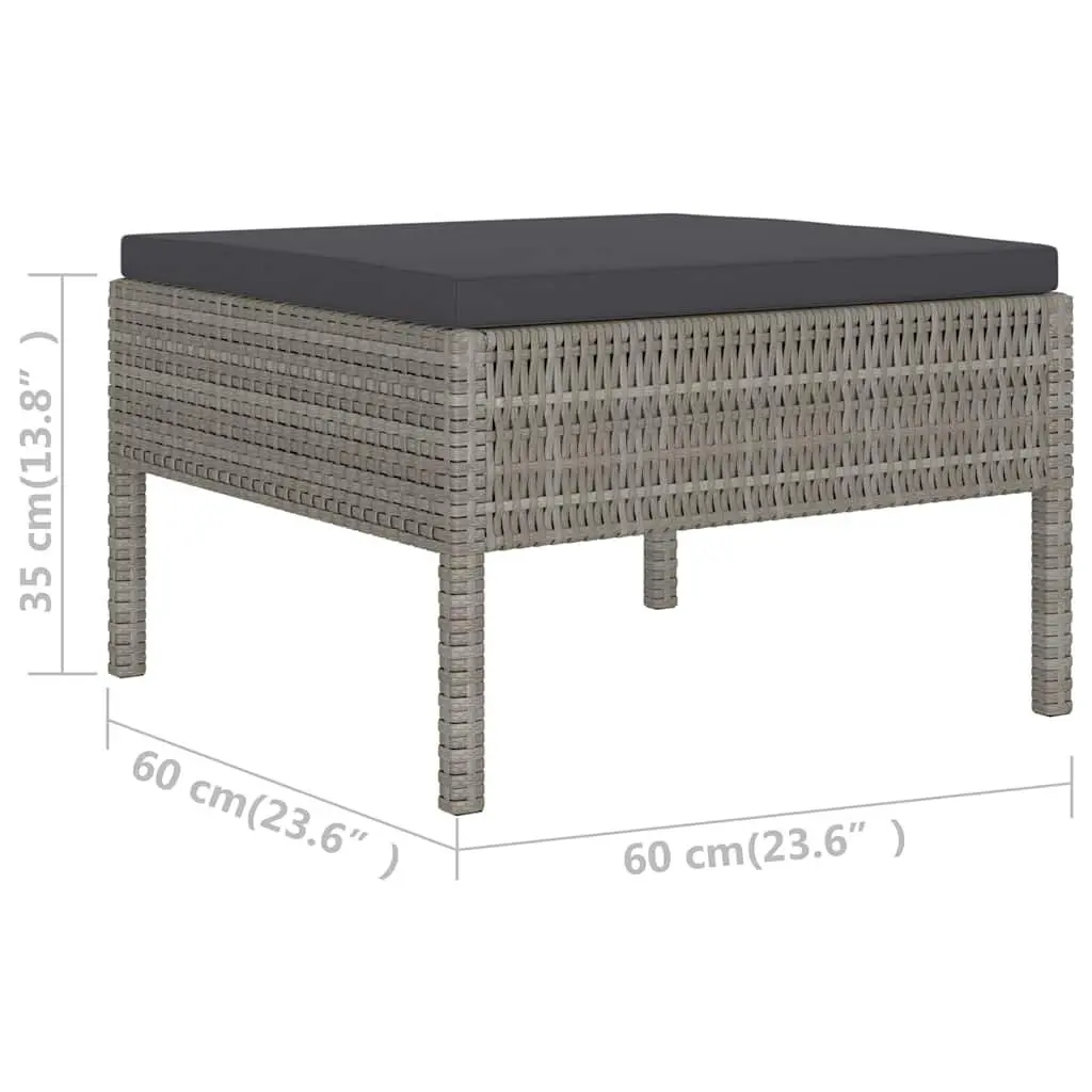 Garden Lounge Set 6 Piece Outdoor Furniture Poly Rattan Grey Cushions Patio