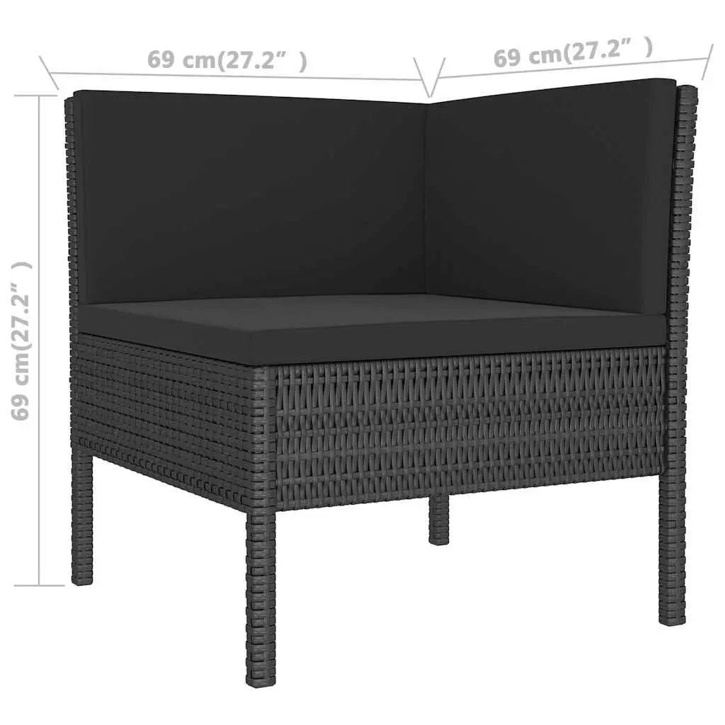 6 Piece Garden Lounge Set Outdoor Furniture PE Rattan Black