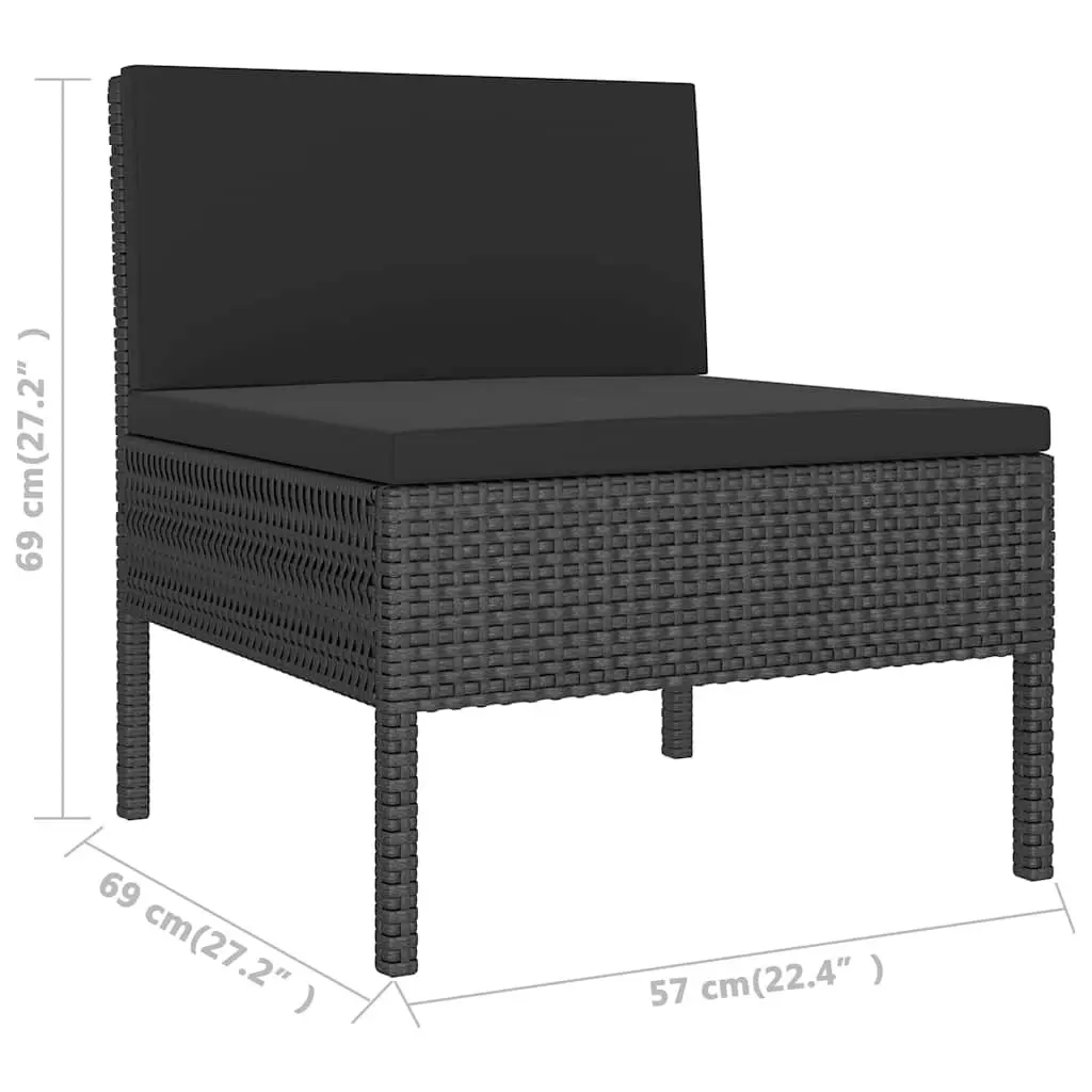 6 Piece Garden Lounge Set Outdoor Furniture PE Rattan Black