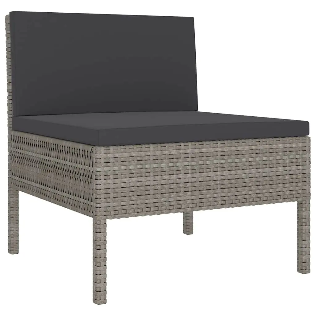 Garden Lounge Set 6 Piece Outdoor Furniture Poly Rattan Grey with Cushions