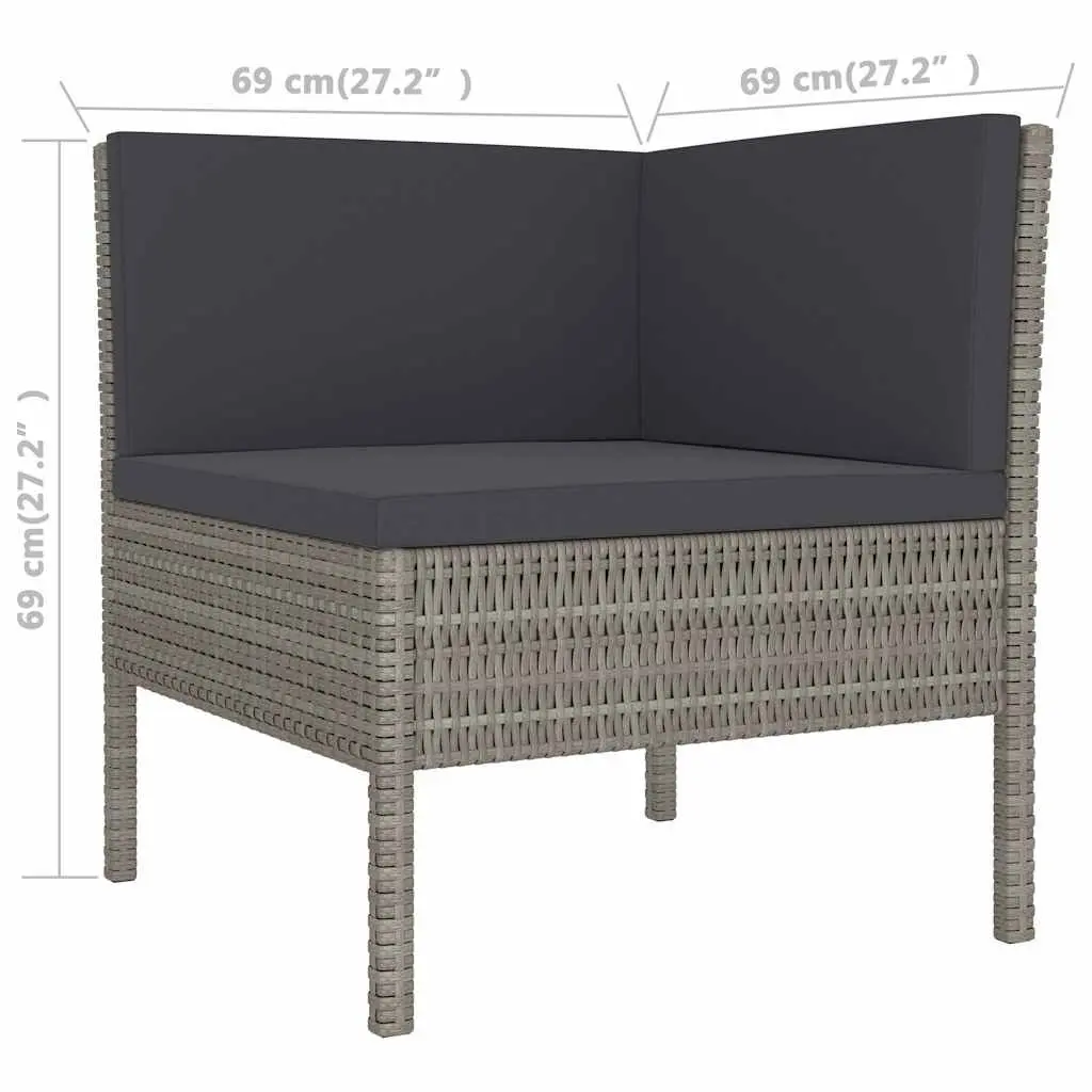 Garden Lounge Set 6 Piece Outdoor Furniture Poly Rattan Grey with Cushions