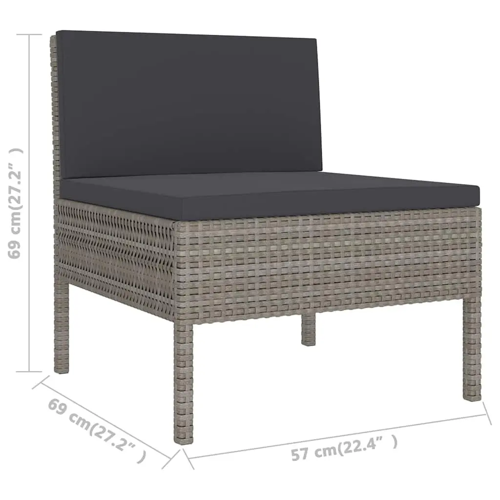 Garden Lounge Set 6 Piece Outdoor Furniture Poly Rattan Grey with Cushions