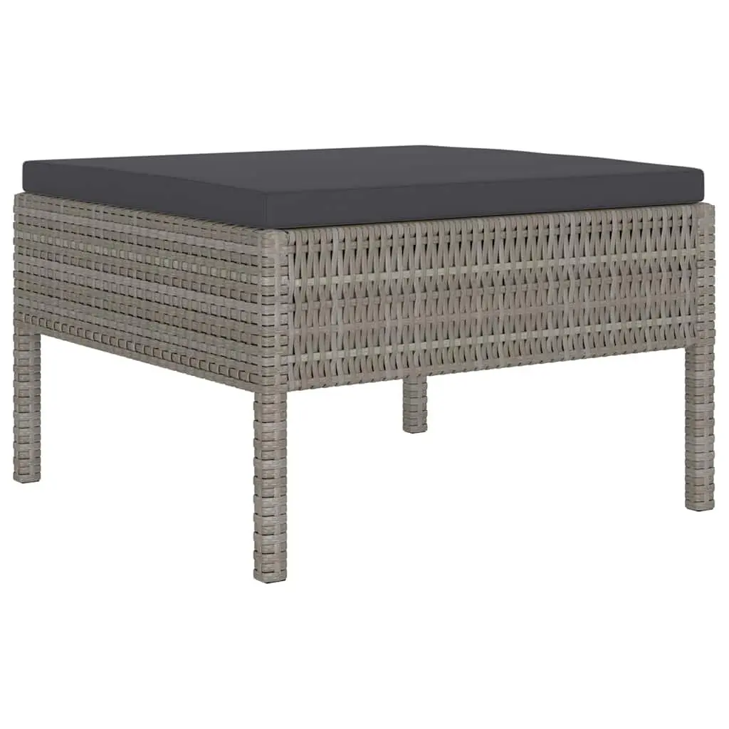 Garden Lounge Set 6 Piece Outdoor Furniture with Cushions Grey Poly Rattan