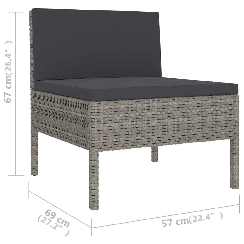 Garden Lounge Set 6 Piece Outdoor Furniture with Cushions Grey Poly Rattan
