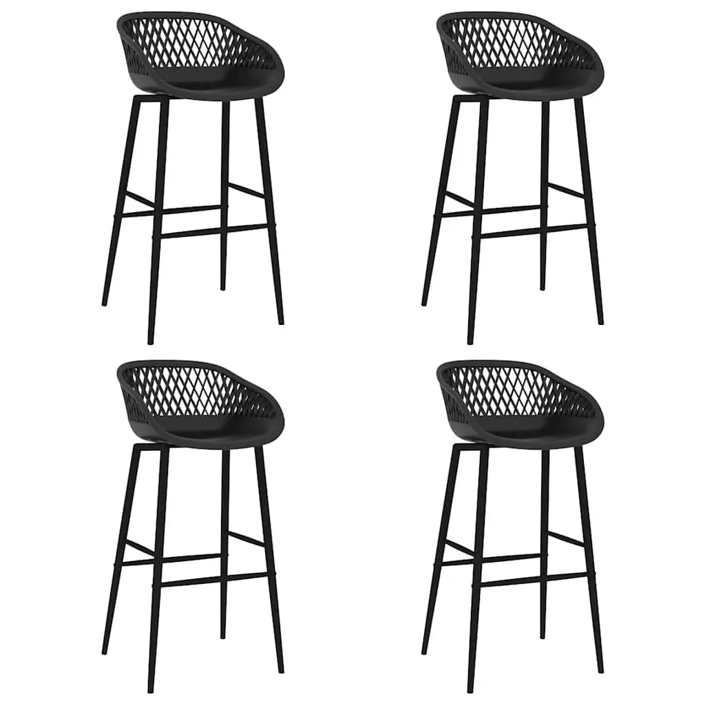 Counter Table Bar Set 5 Piece Black with Stools for Kitchen Dining Modern Indoor Furniture