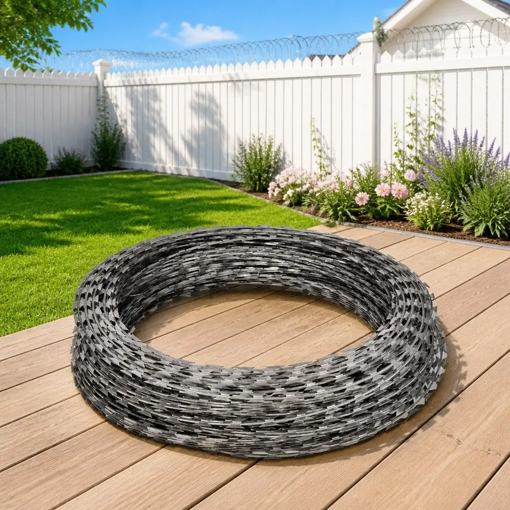 Razor Wire Helical Coil Rolls Galvanised Steel 60 m Length 2 Pieces Garden Fence Security