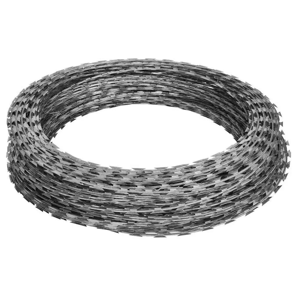 Razor Wire Helical Coil Rolls Galvanised Steel 60 m Length 2 Pieces Garden Fence Security