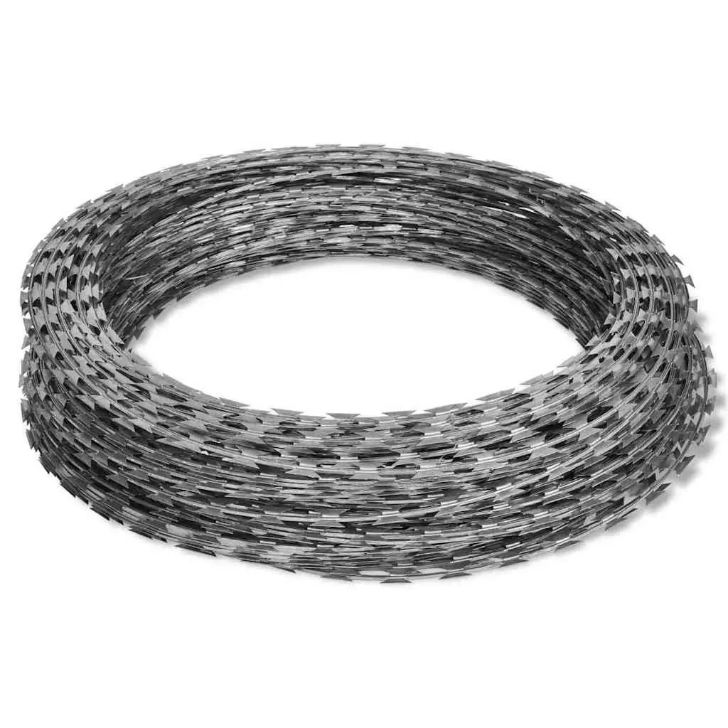 Razor Wire Helical Coil Rolls Galvanised Steel 60 m Length 2 Pieces Garden Fence Security