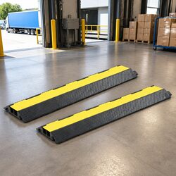 Cable Protector Ramps 2 Channels Rubber 101.5cm Yellow Warning Road Safety Pack