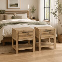 Bedside Table with Drawer 40x30x48 cm Solid Acacia Wood Nightstand End Table