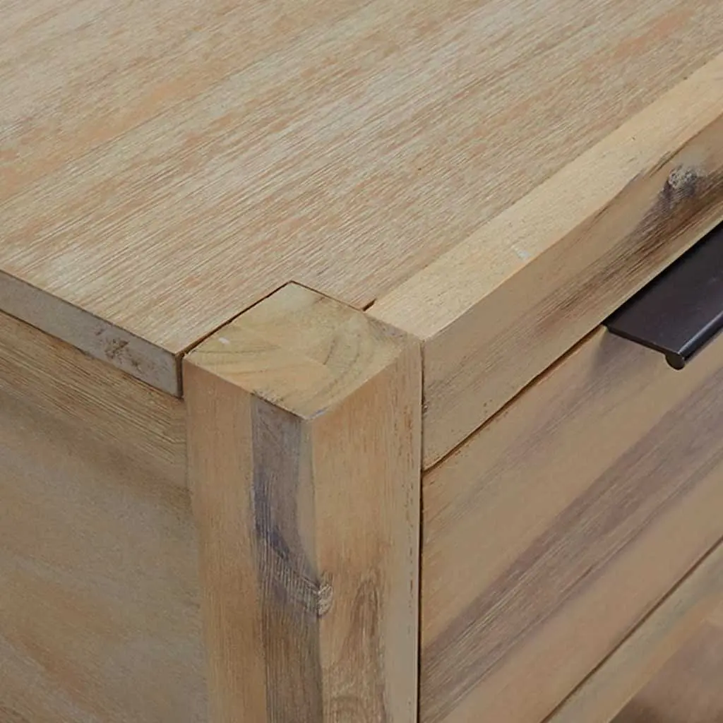 Bedside Table Solid Acacia Wood 40x30x48 cm Rustic Nightstand with Drawer