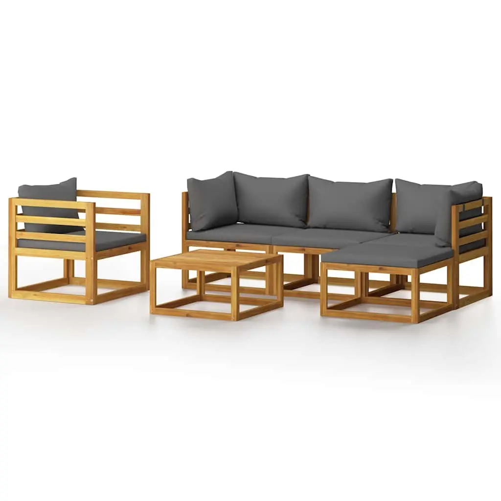 Garden Lounge Set 6 Piece Outdoor Furniture Acacia Wood Modular Sofa Coffee