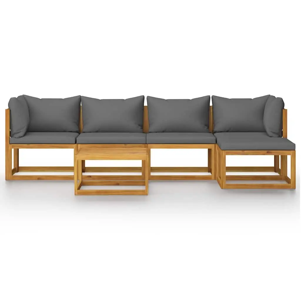 Outdoor Garden Lounge Set 7 Piece Patio Furniture Grey Acacia Wood Sofa Coffee