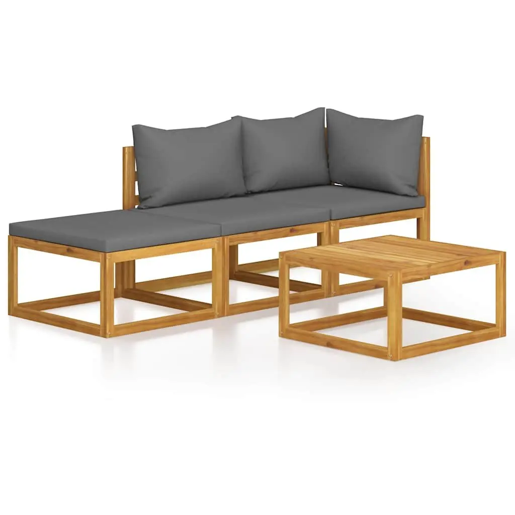 Garden Lounge Set 4 Piece Outdoor Furniture with Cushions Slatted Coffee Table