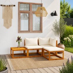 Garden Lounge Set 4 Piece Outdoor Furniture Patio Sofa Coffee Table Cream