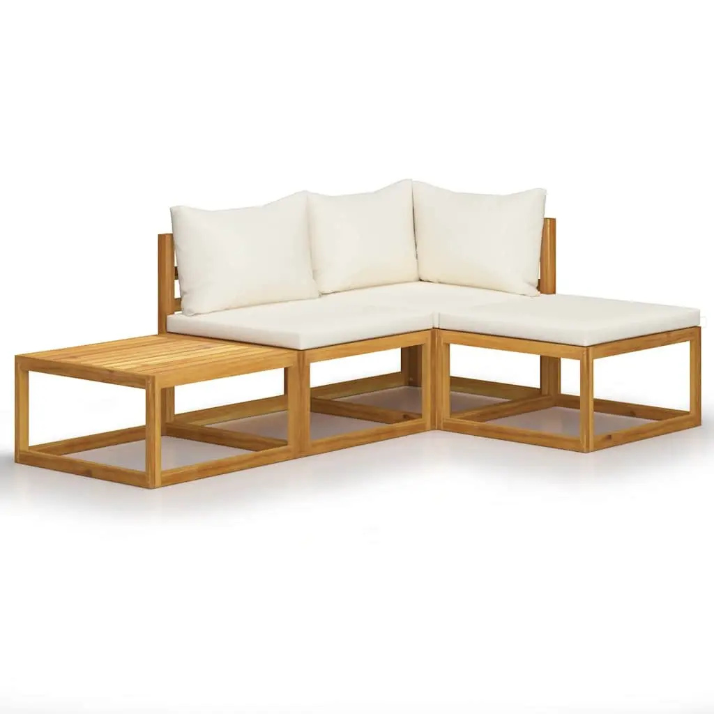Garden Lounge Set 4 Piece Outdoor Furniture Patio Sofa Coffee Table Cream