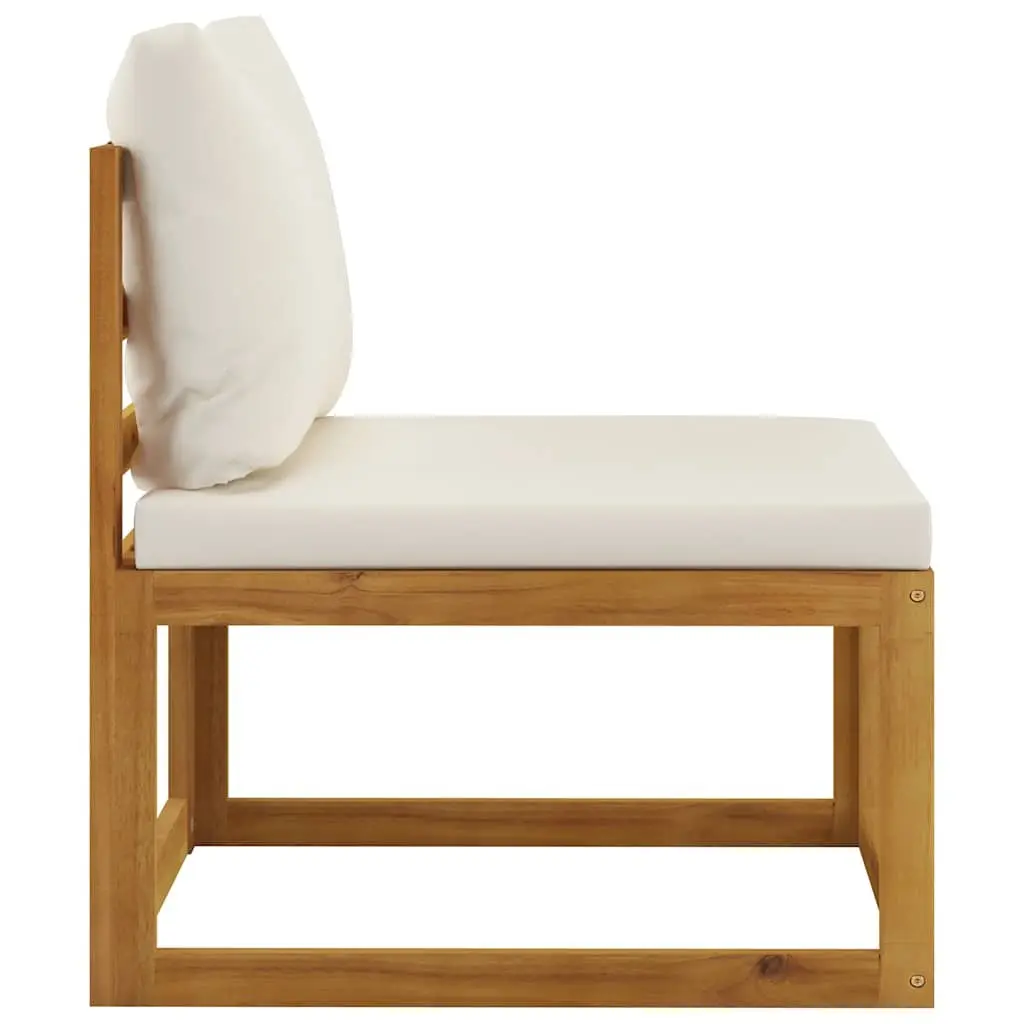 3-Seater Garden Sofa Solid Wood Cream Outdoor Patio Furniture