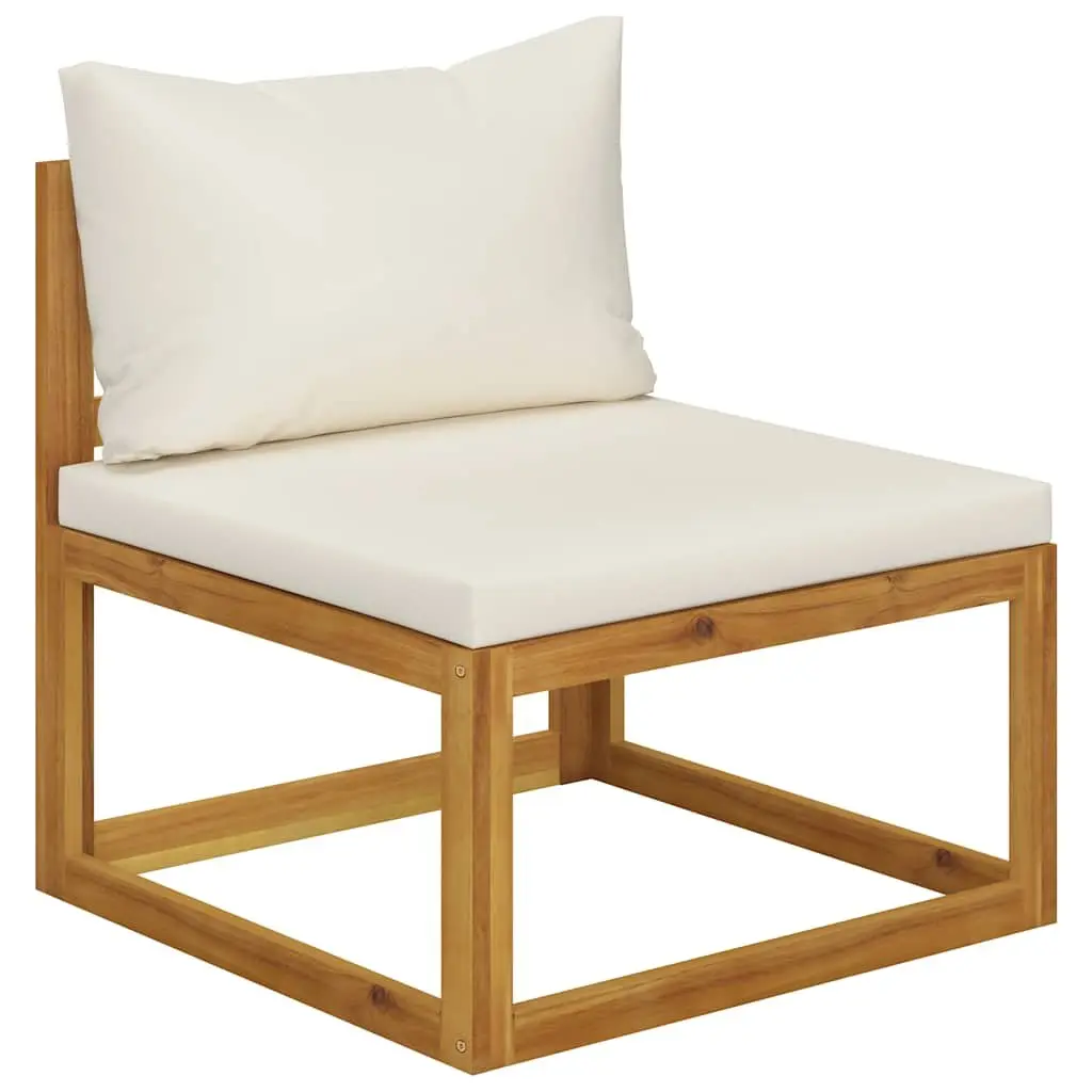 3-Seater Garden Sofa Solid Wood Cream Outdoor Patio Furniture