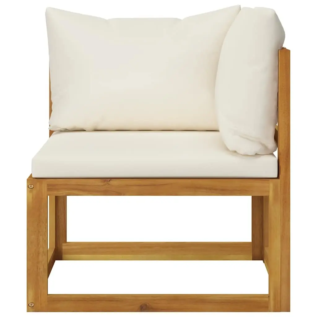 3-Seater Garden Sofa Solid Wood Cream Outdoor Patio Furniture