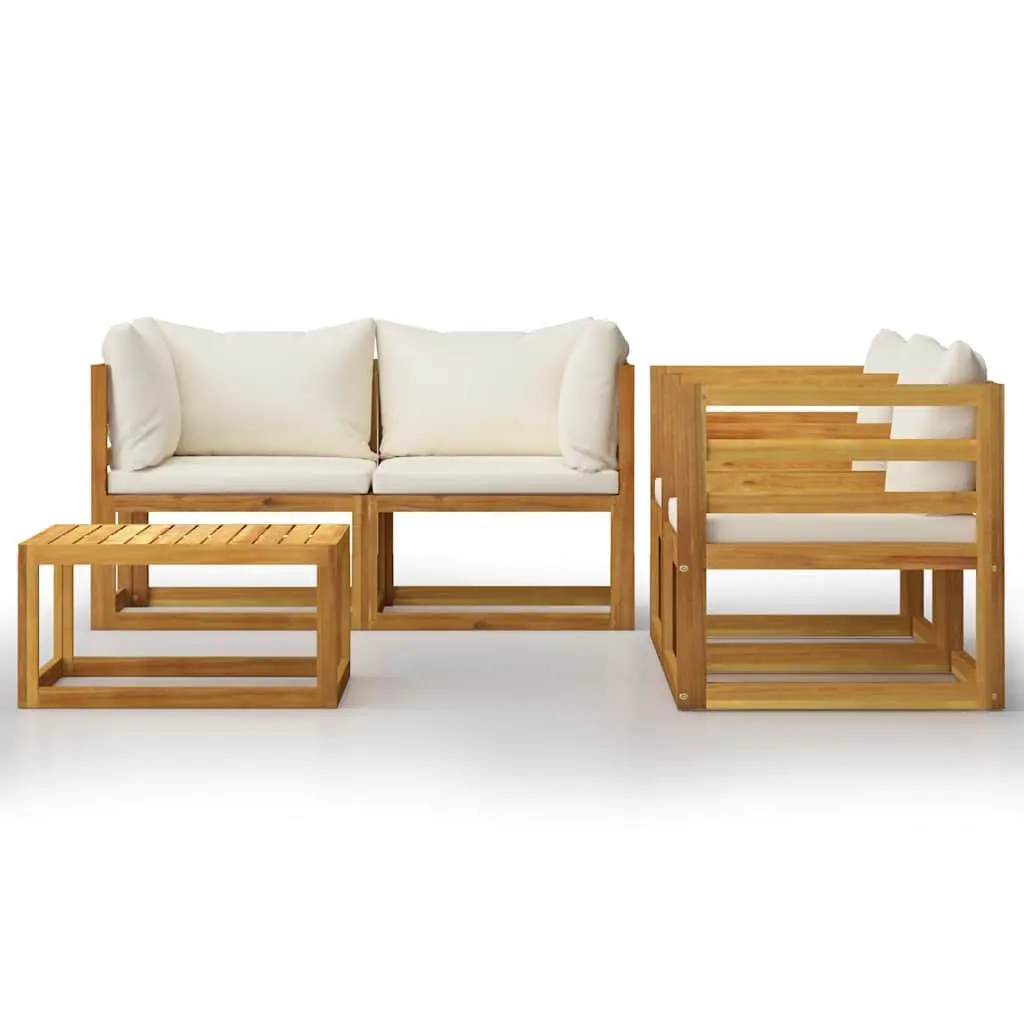 5 Piece Outdoor Lounge Set Garden Furniture Cream Sofa Coffee Table Cushions