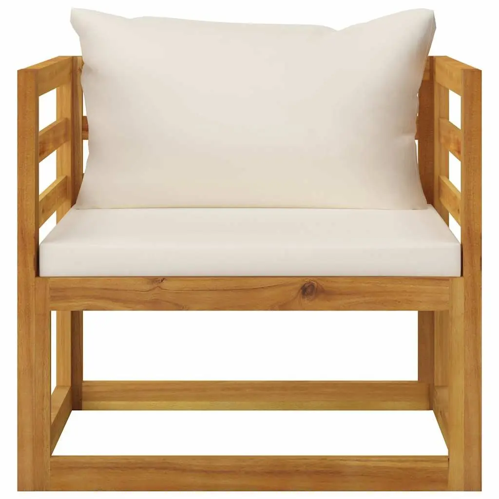 5 Piece Outdoor Lounge Set Garden Furniture Cream Sofa Coffee Table Cushions