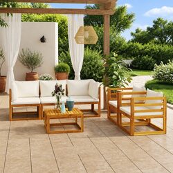 Garden Lounge Set 6 Piece Outdoor Furniture with Cushions Coffee Table Acacia