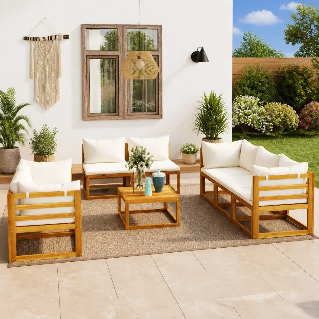 Garden Lounge Set 9 Piece Outdoor Furniture Sofa with Cushions Coffee Table