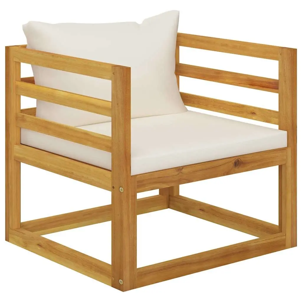 Garden Lounge Set 8 Piece Outdoor Furniture with Cushions Cream Acacia Wood