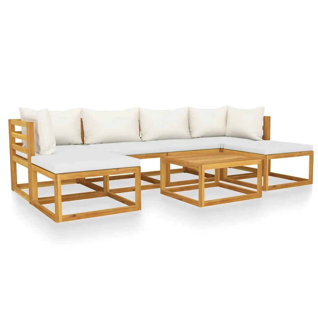 Garden Lounge Set 7 Piece Outdoor Furniture Sofa Coffee Table Cushion Cream
